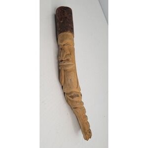 Vintage Hand Carved Wood Face Sculpture Tribal Art Decor Natural Wood Home Decor